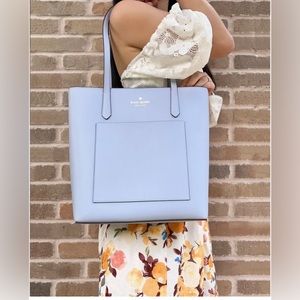 Kate Spade Saffiano PVC Pale Hydra Daily tote bag with front pocket